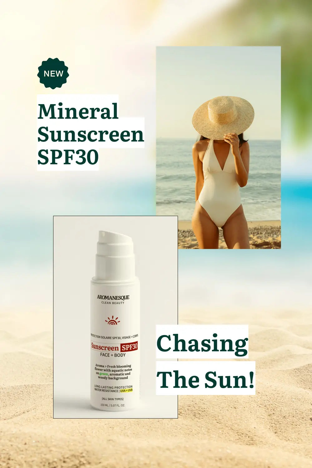 Aromanesque Mineral Sunscreen SPF30 for Face & Body Aromanesque
