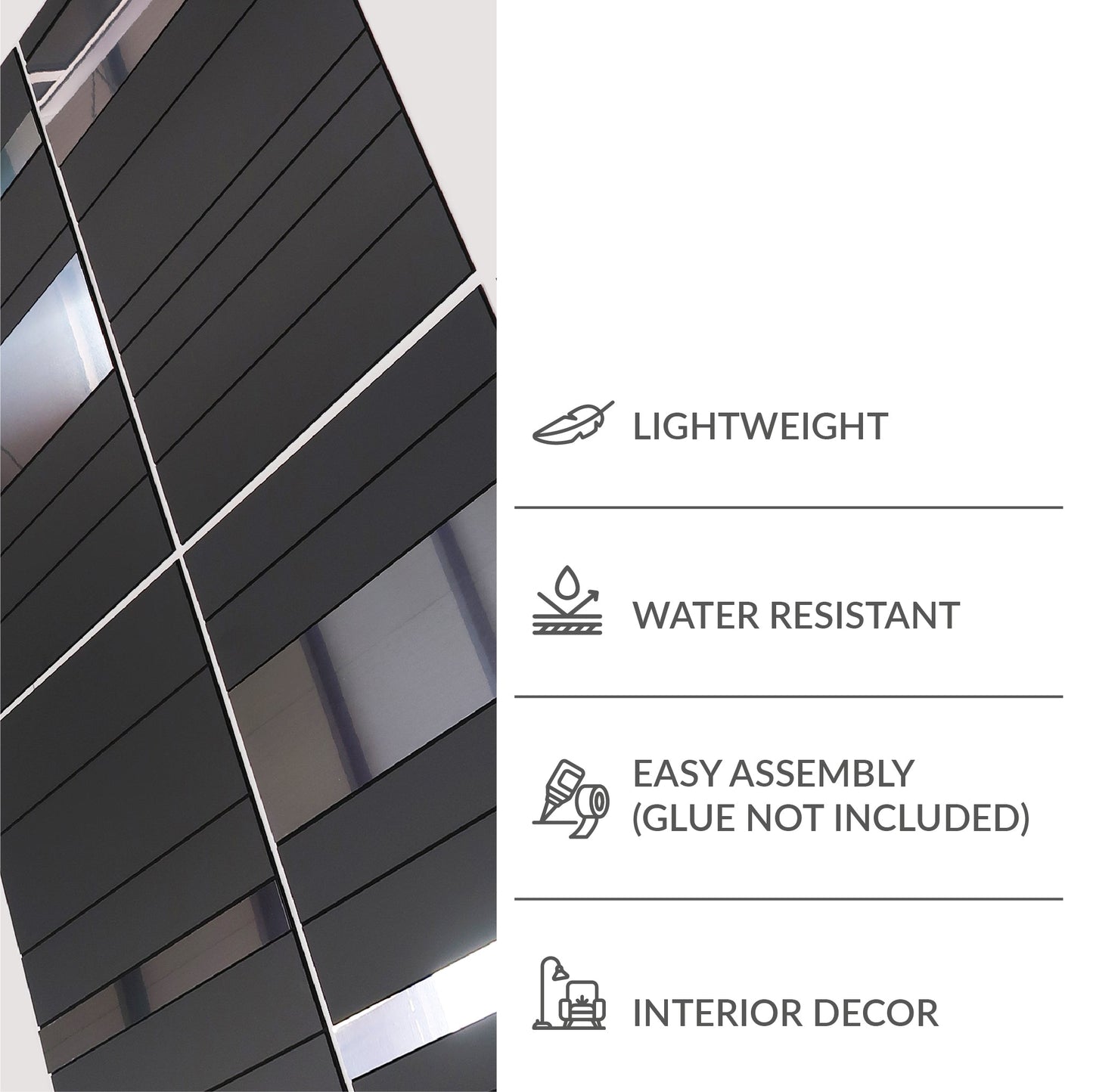 Dark Grey and Silver Stripes 3D Wall Panels-4