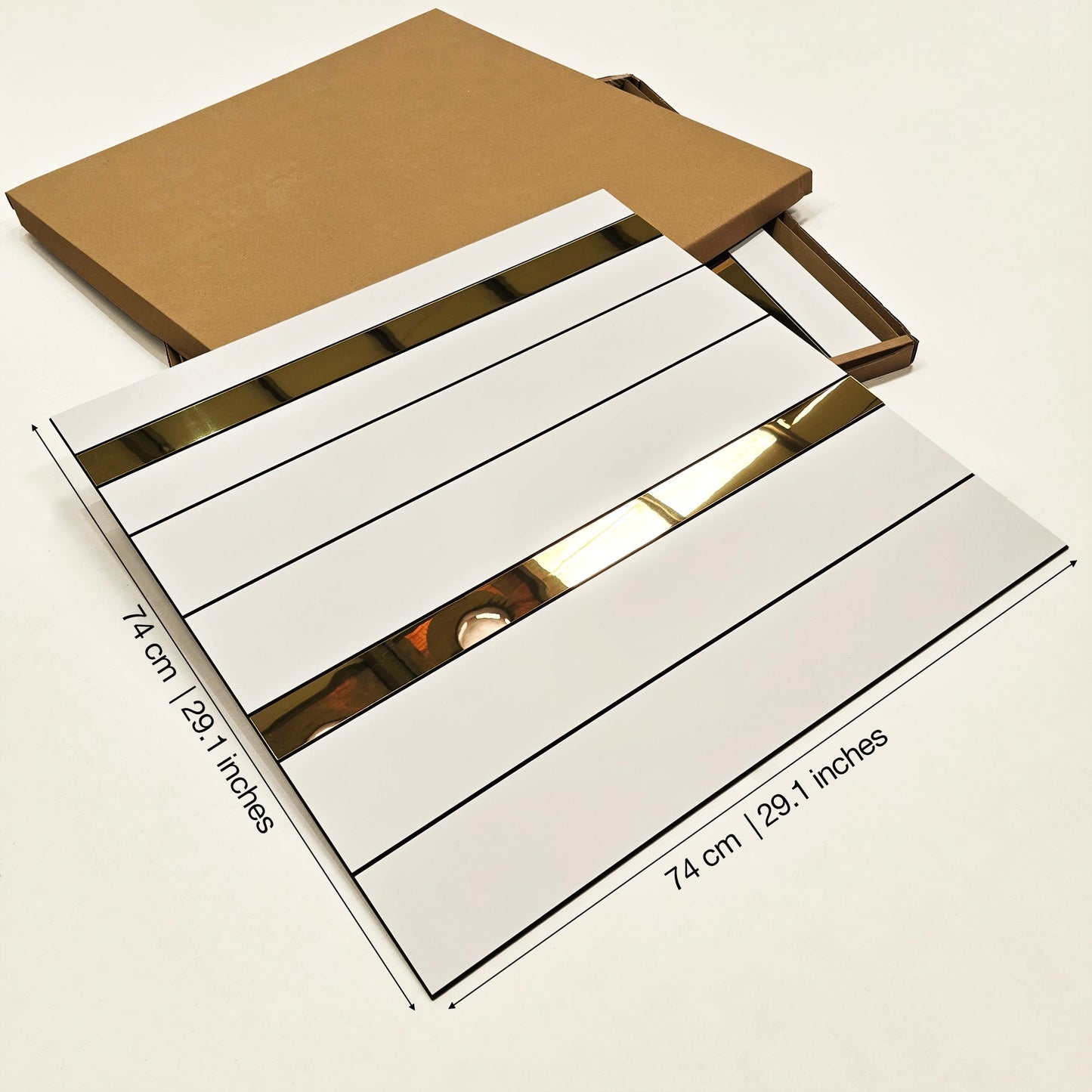 White and Gold Bars Squares 3D Wall Panels-2