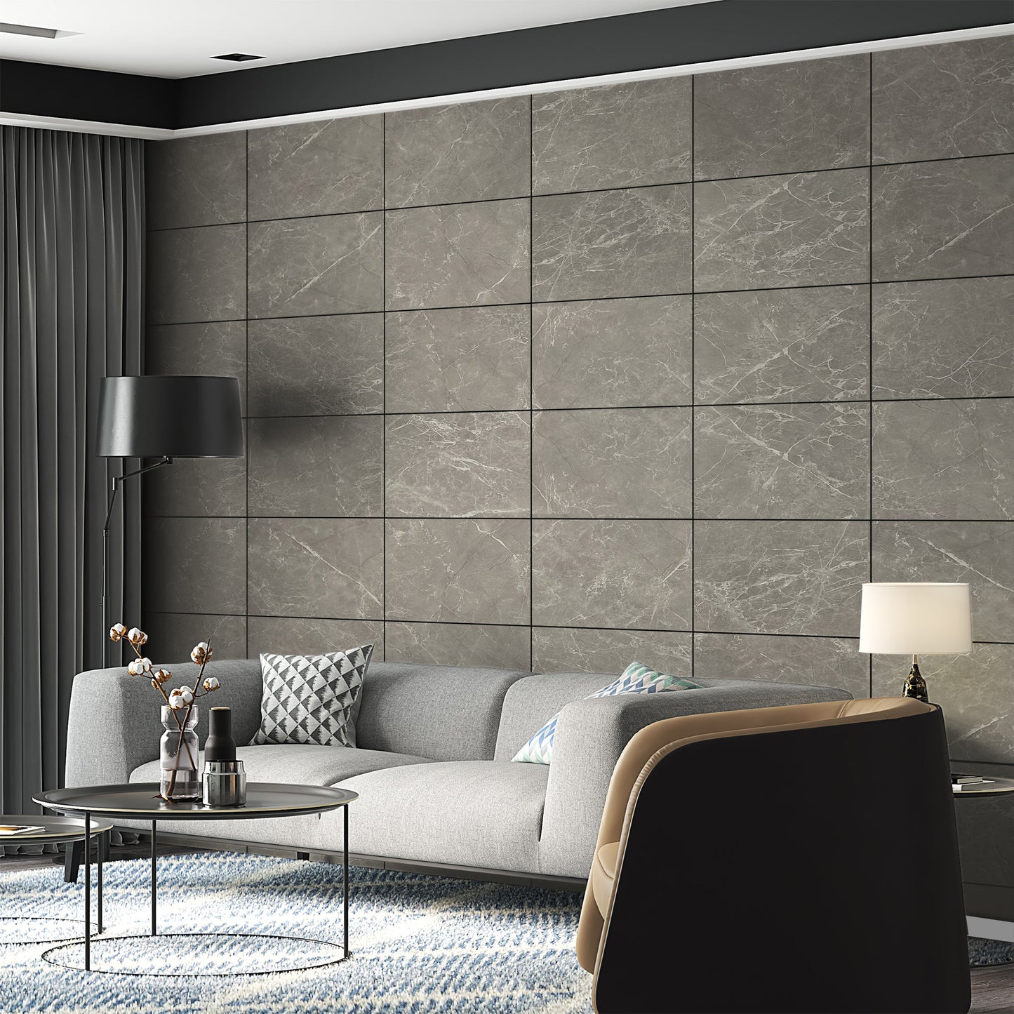 Grey Marble Stone Imitation Decorative Panels-0