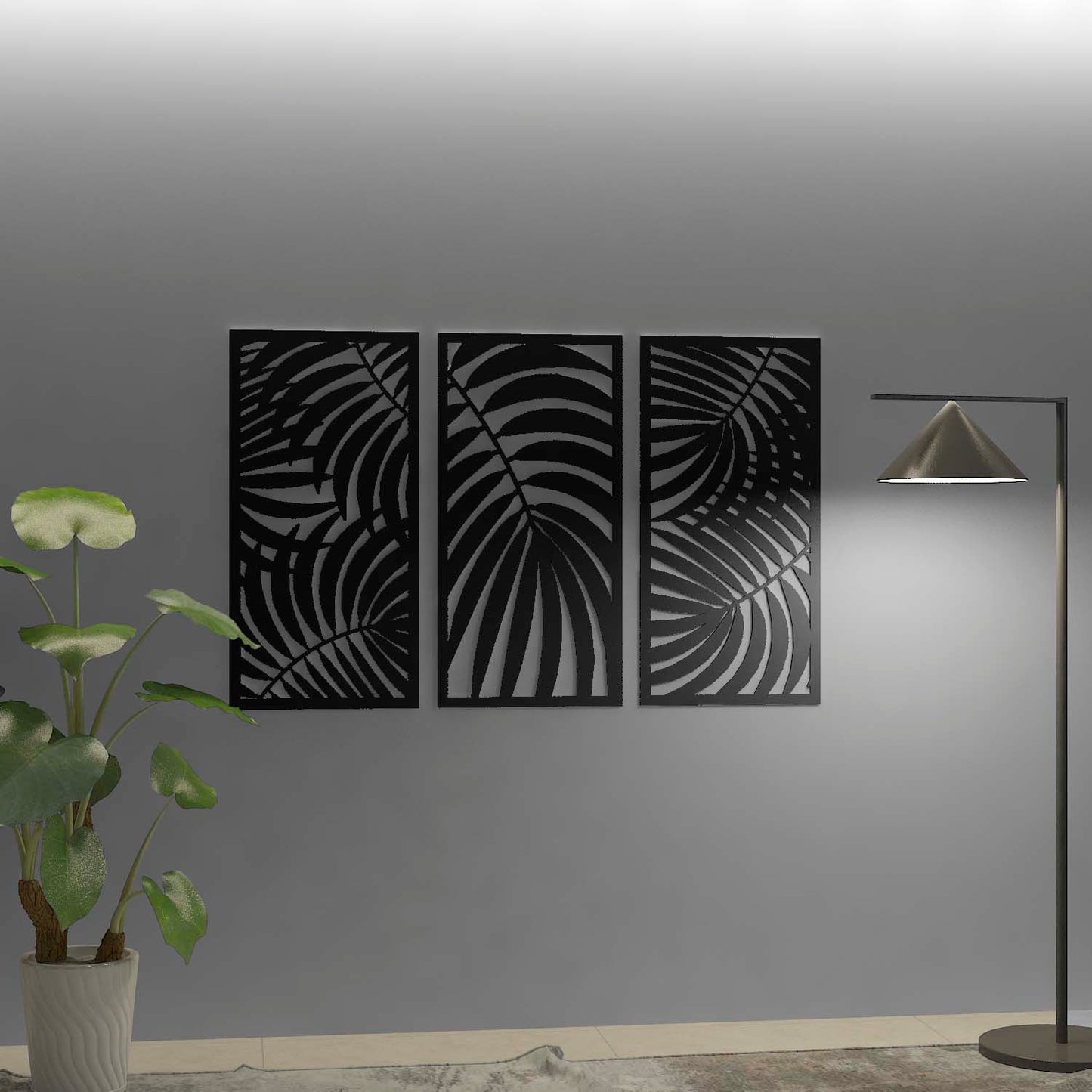 Triptych Palm Leaf 3D Wall Art-0