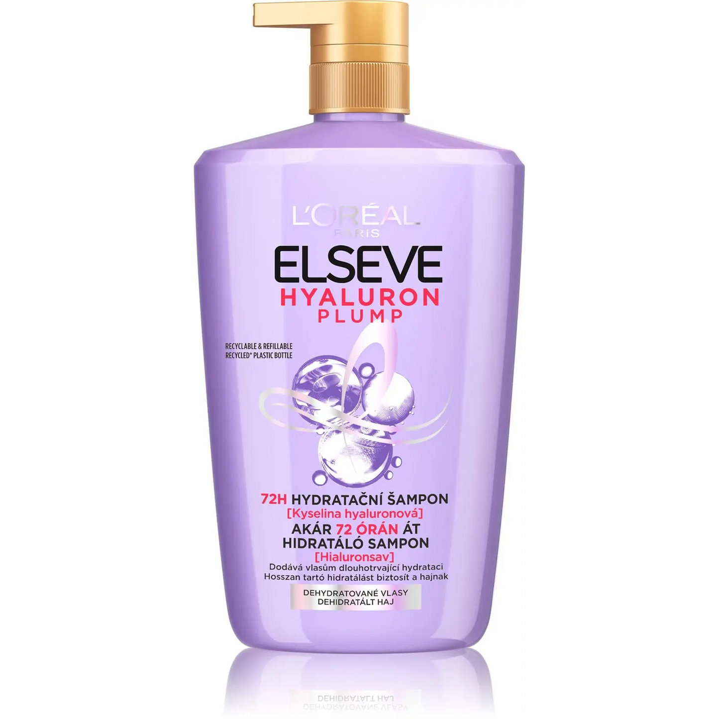 Sampon hidratant cu acid hialuronic L´Oreal Paris Elseve Hyaluron Plump pana la 72 de ore, 1000 ml (3600524105280) L'Oréal Paris