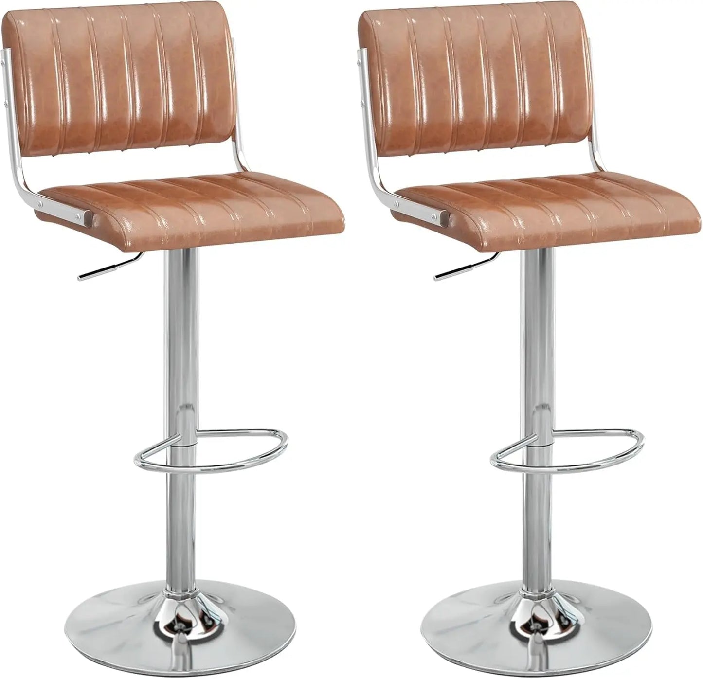 Adjustable Swivel Bar Stools Set of Two Brown-0