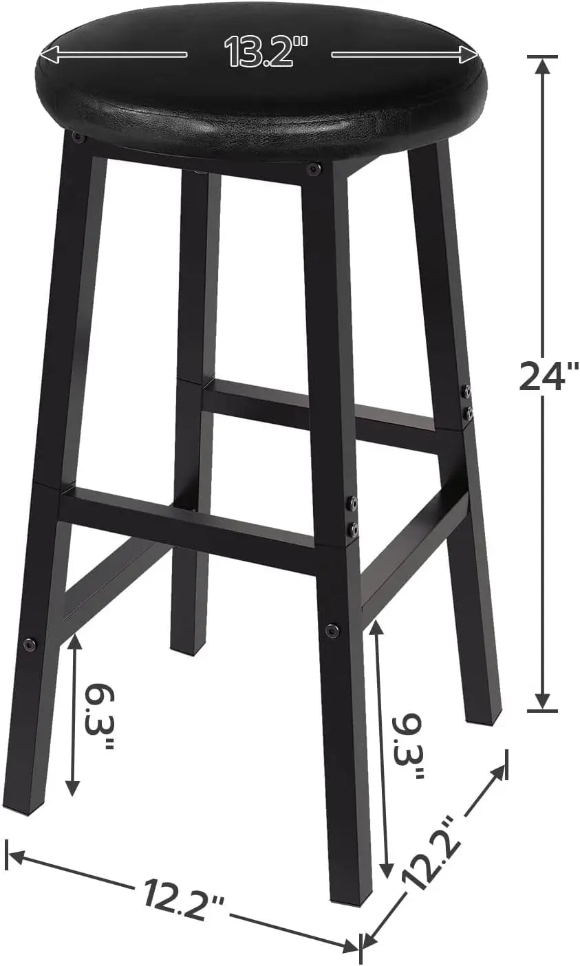 24 Inch PU Upholstered Bar Stools Set with Footrest-2