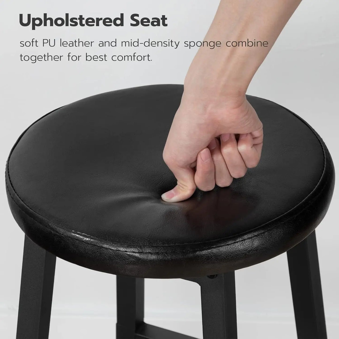 24 Inch PU Upholstered Bar Stools Set with Footrest-4