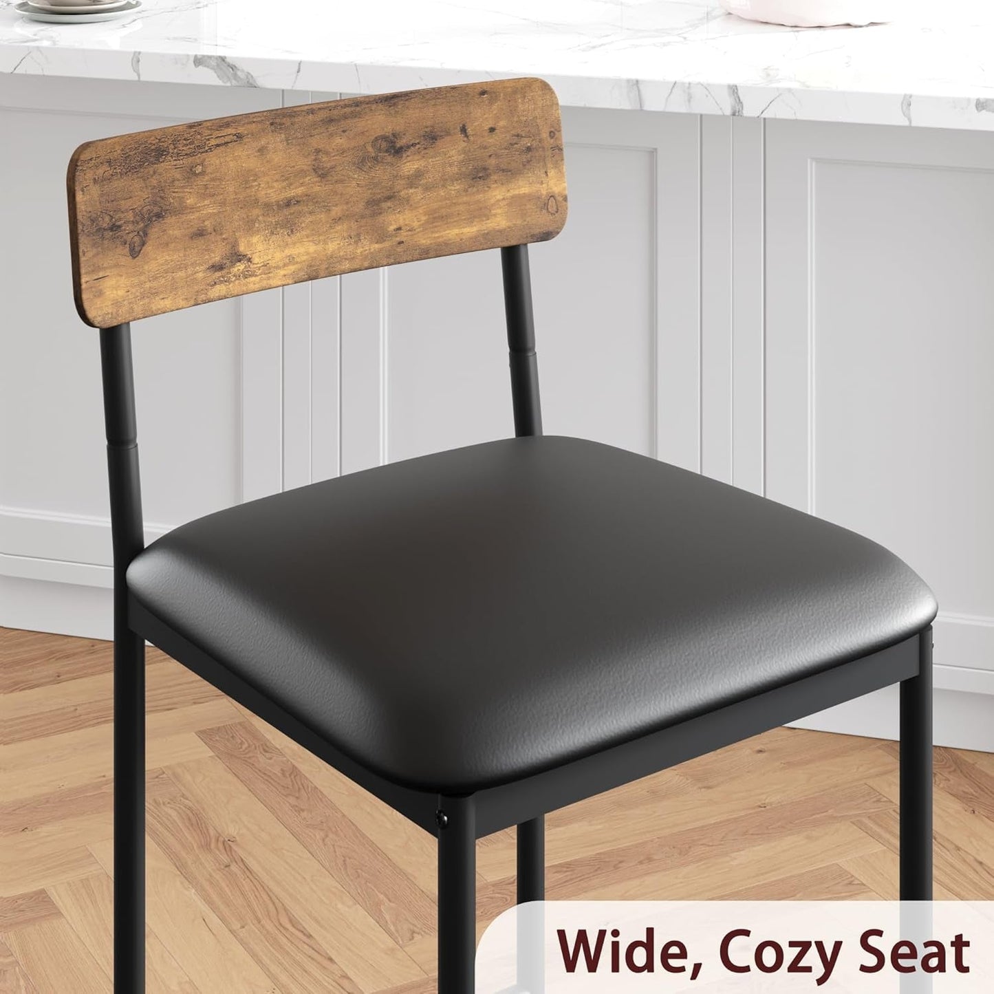 Upholstered Bar Stools Set of Two with Backrest-4