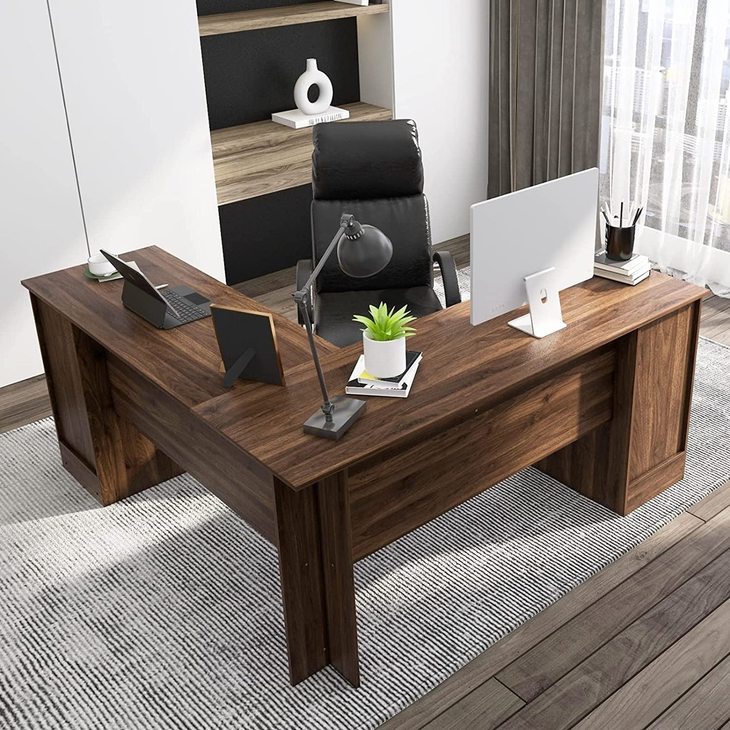 L-Shaped Desk with Storage & Keyboard Tray-3