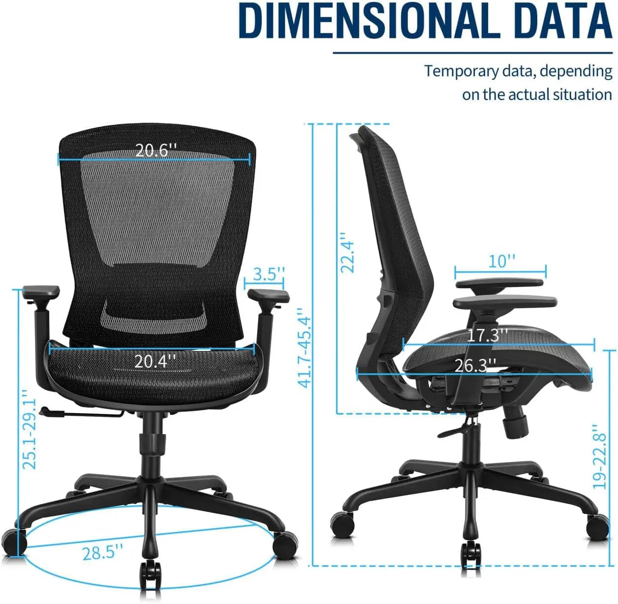 Mesh Office Chair,Ergonomic Computer Desk Chair,Sturdy Task Chair- Adjustable Lumbar Support & Armrests,Tilt Function,Comfort Wide Seat,Swivel Home Office Chair (Black)-2