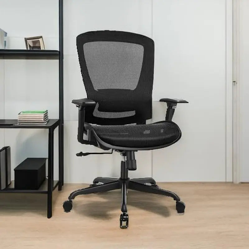 Mesh Office Chair,Ergonomic Computer Desk Chair,Sturdy Task Chair- Adjustable Lumbar Support & Armrests,Tilt Function,Comfort Wide Seat,Swivel Home Office Chair (Black)-4