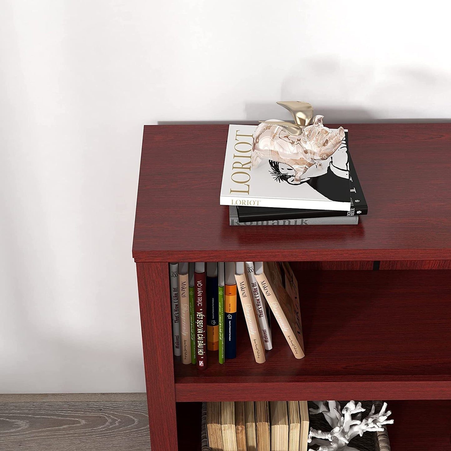 Cherry Wood Bookcase with Adjustable Shelves-1