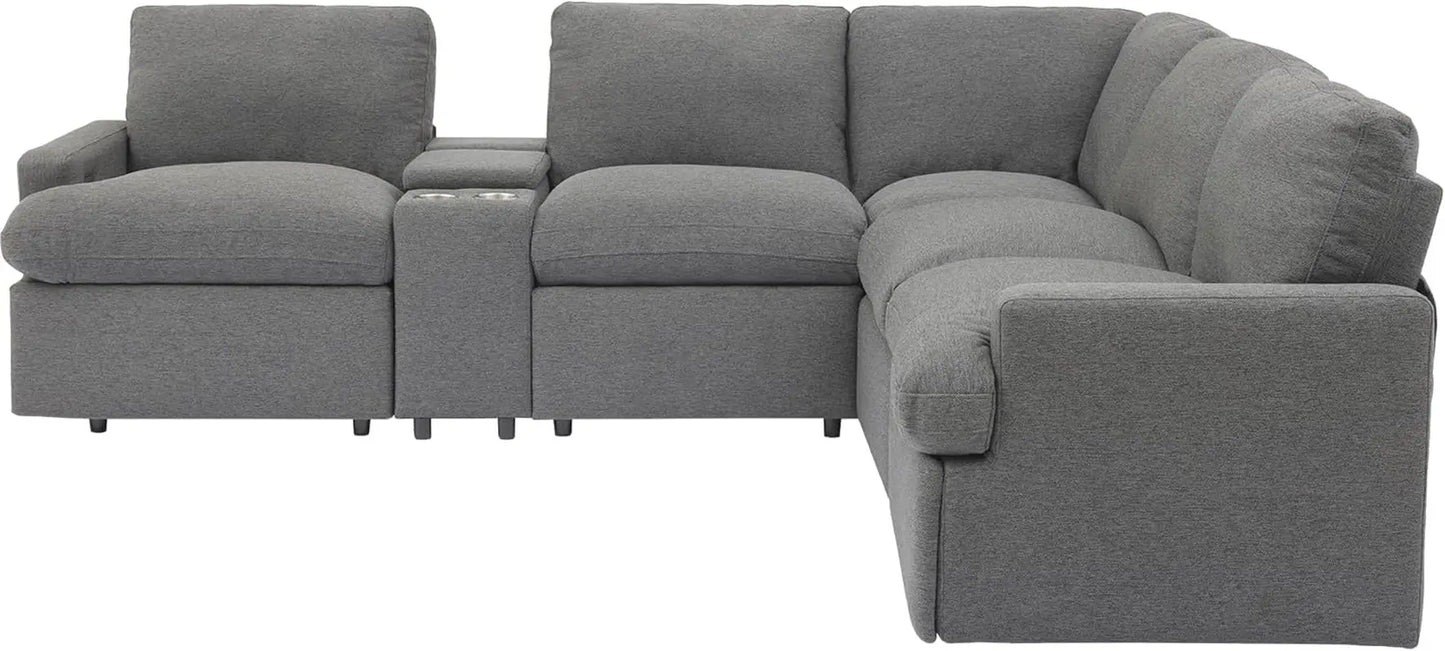 Modern Power Reclining Sectional Sofa with USB-3