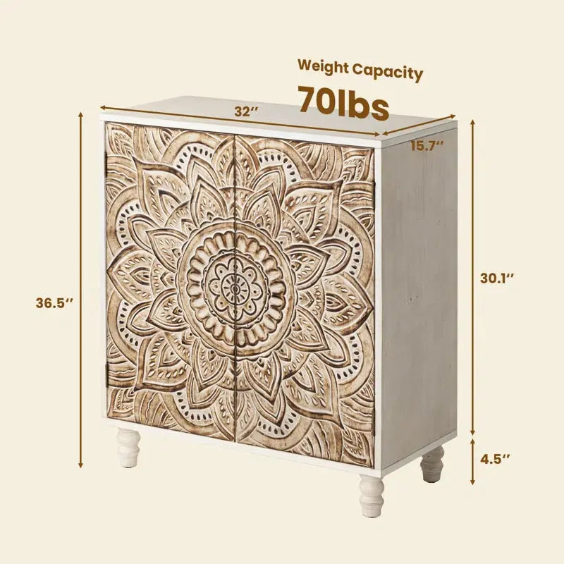 Artisan Crafted Siriah Accent Cabinet With Handcarved Wood-3