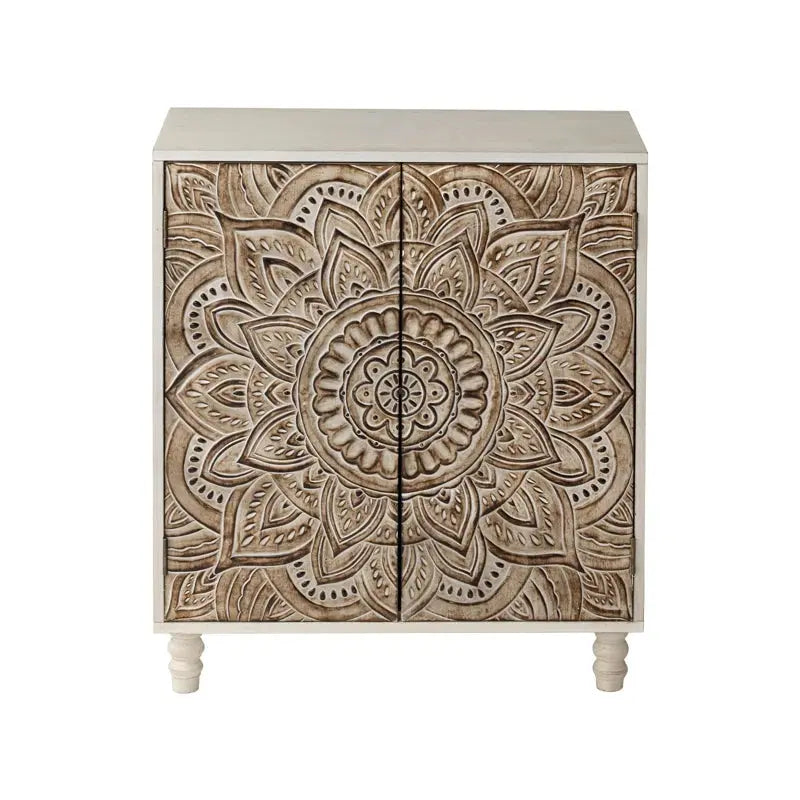 Artisan Crafted Siriah Accent Cabinet With Handcarved Wood-4