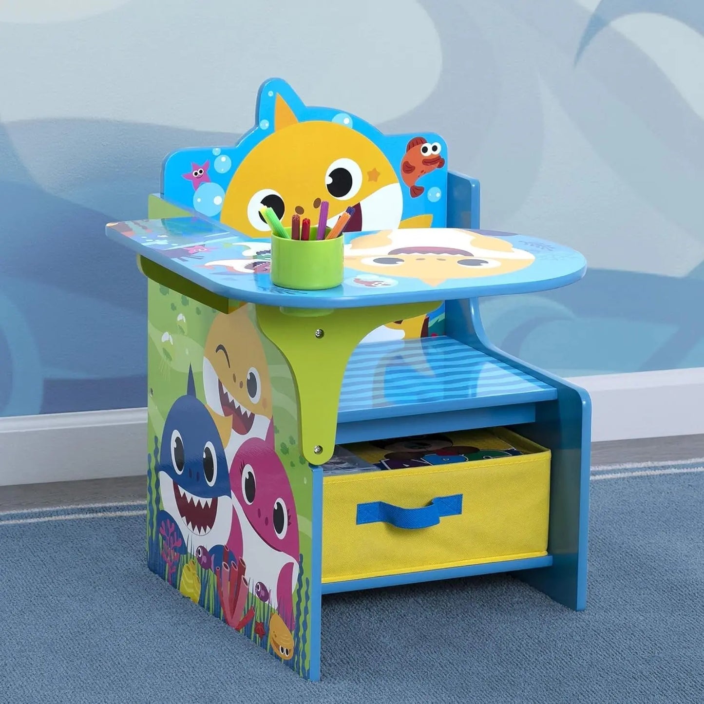 Baby Shark Chair Desk with Storage Bin - Ideal for Arts & Crafts, Snack Time, Homeschooling, Homework & More by-1