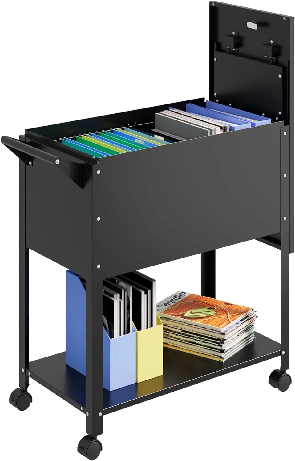 Locking Rolling File Cabinet with Hanging Folders-2