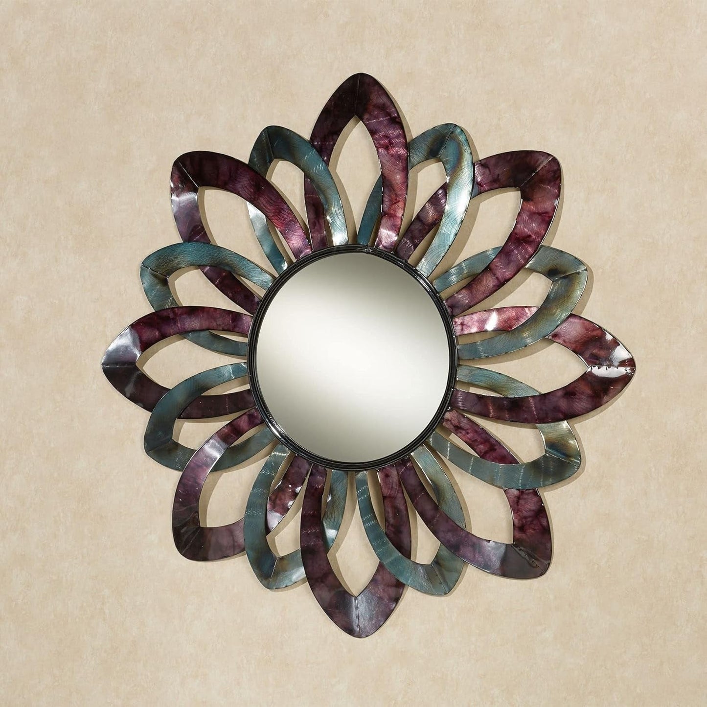 Contemporary Floral Blossom Wall Mirror with Openwork Petal Designs | Metal and Glass Construction | Alira Multi Cool Design-1