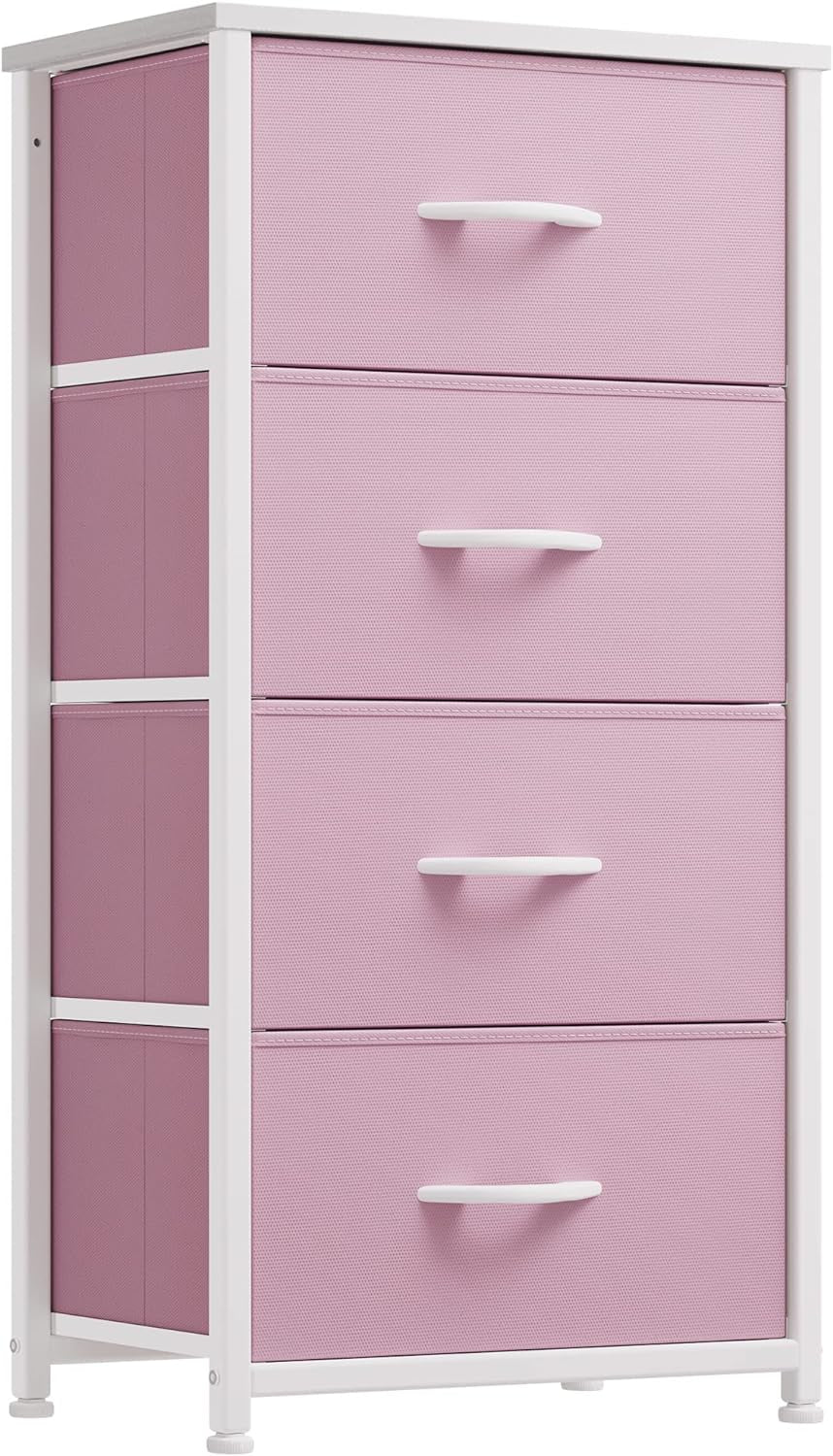 Storage Drawer with 4 Drawers - Fabric Dressers for Kids, Dresser for Bedroom, Living Room, Closets - Sturdy Steel Frame, Wooden Top & Easy Pull Fabric Bins-0