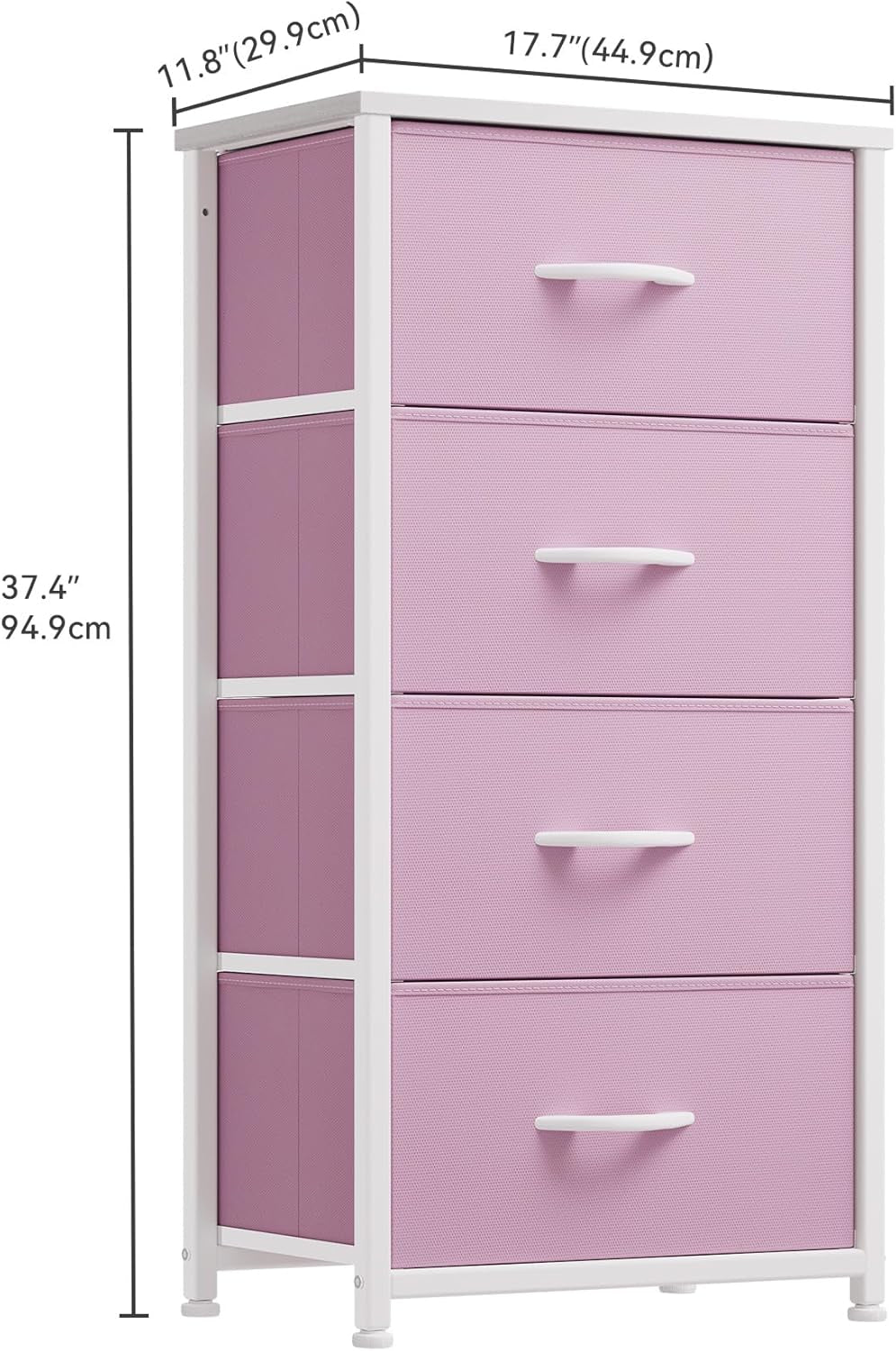 Storage Drawer with 4 Drawers - Fabric Dressers for Kids, Dresser for Bedroom, Living Room, Closets - Sturdy Steel Frame, Wooden Top & Easy Pull Fabric Bins-2