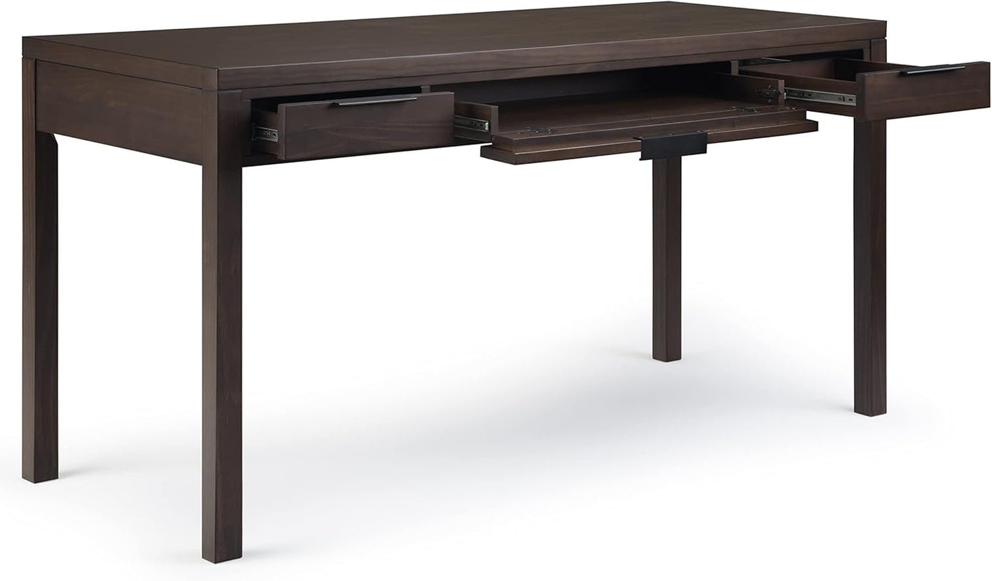 Solid Wood Contemporary Writing Desk with Two Drawers-4