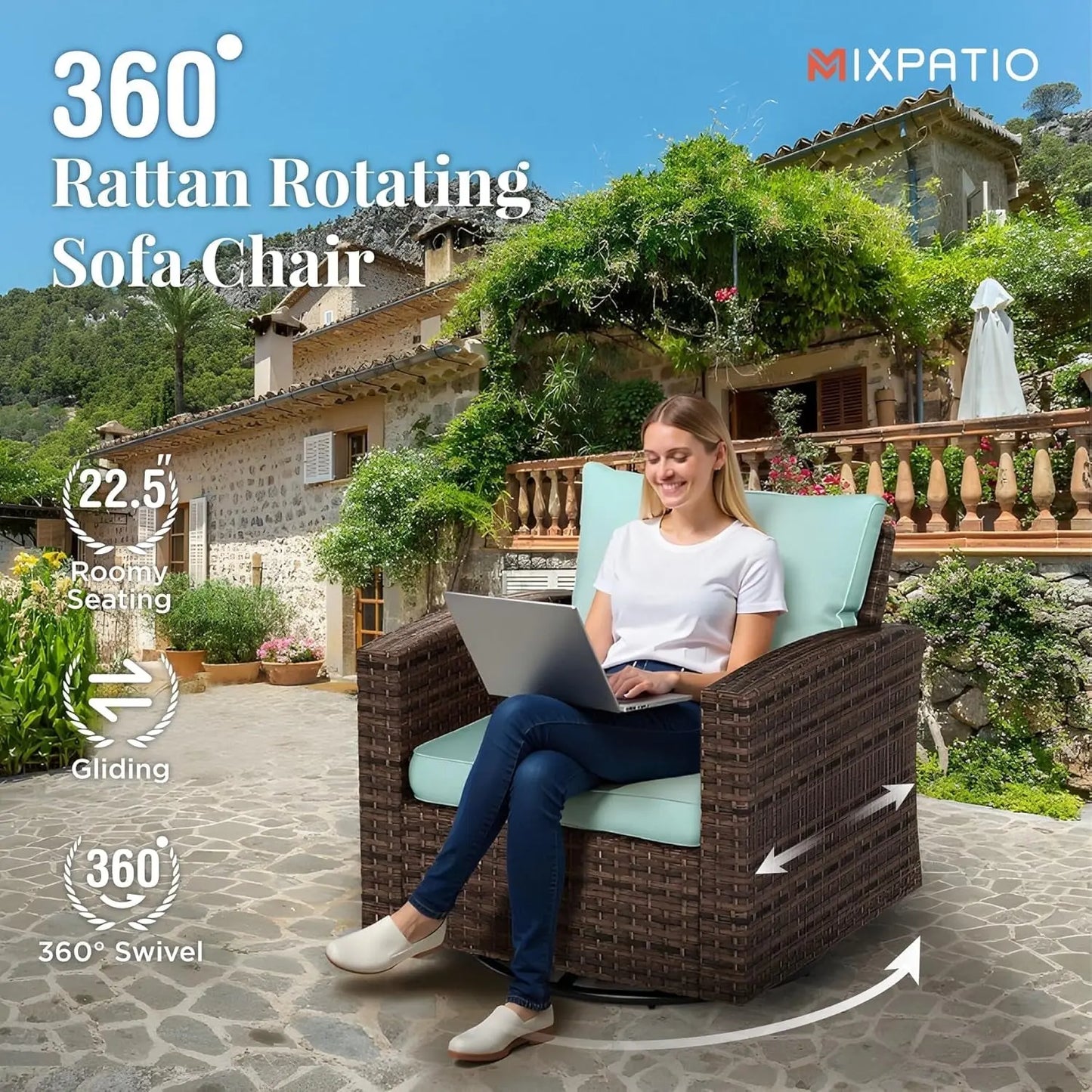 Swivel Glider Patio Furniture Set with Fire Pit-1