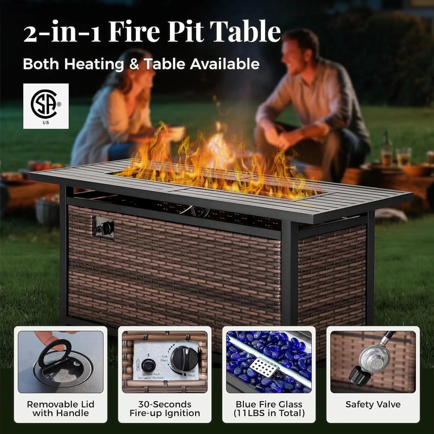Swivel Glider Patio Furniture Set with Fire Pit-4
