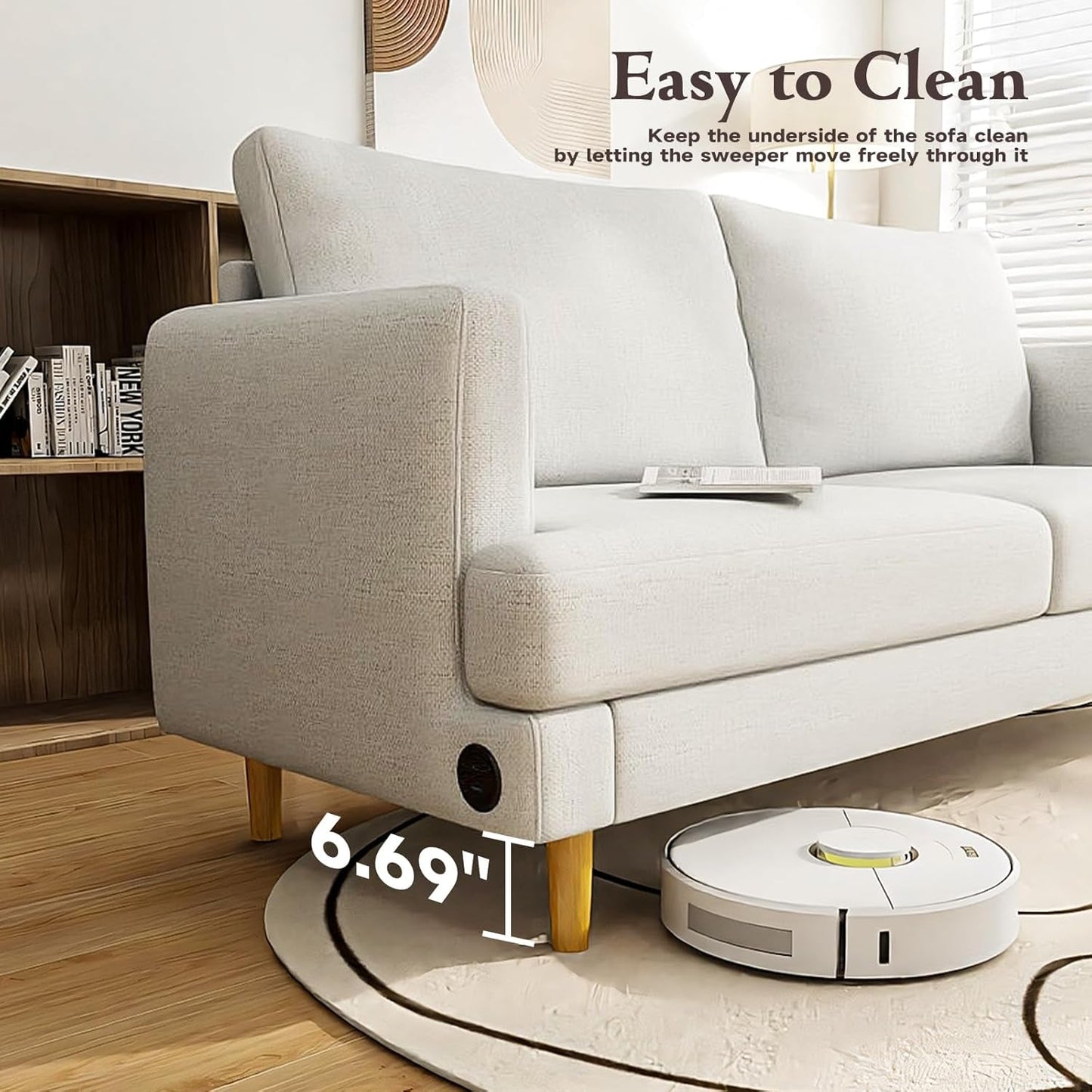 Beige Loveseat Sofa with USB Ports for Comfort-4