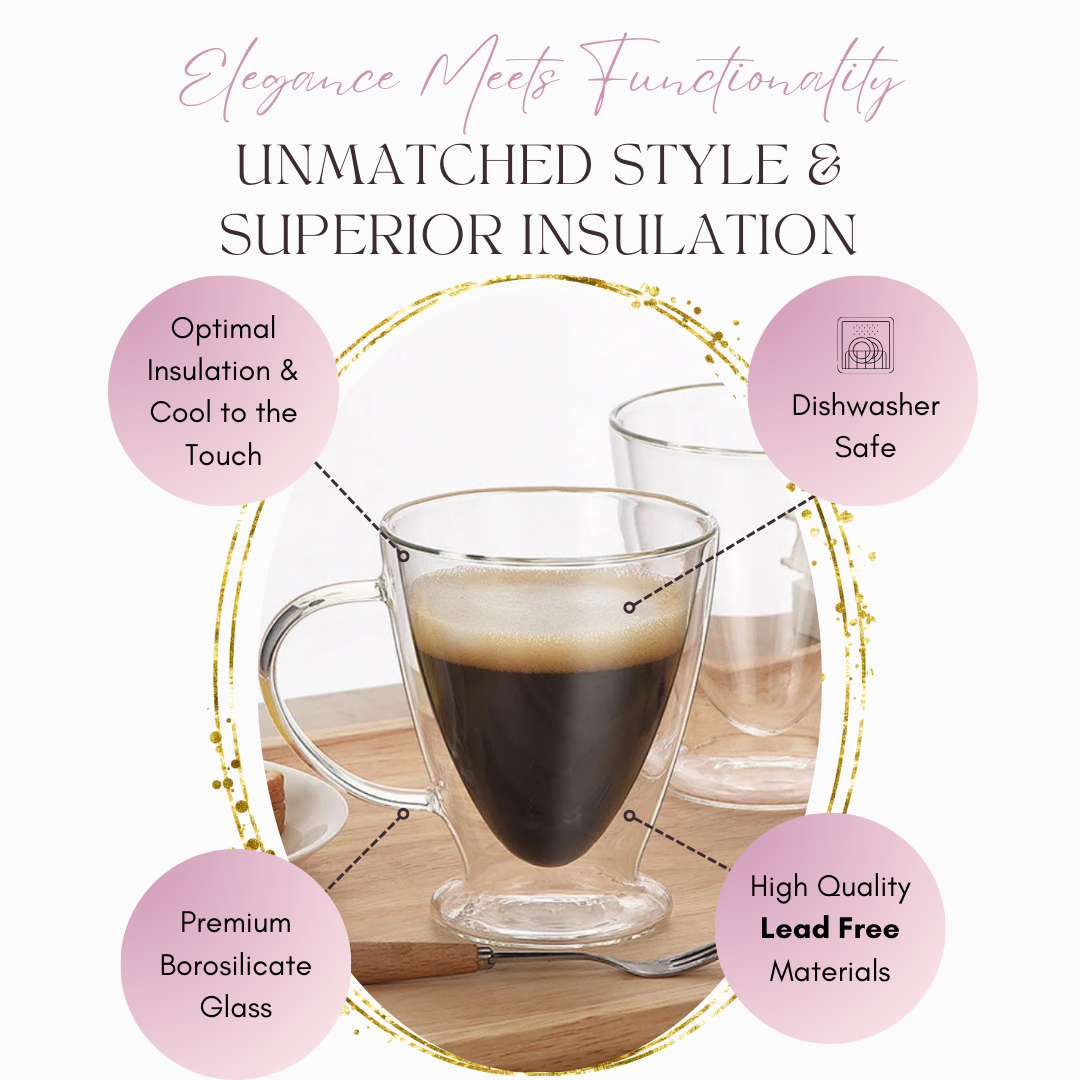 Clear Insulated Double Wall Glass Cup Set-3