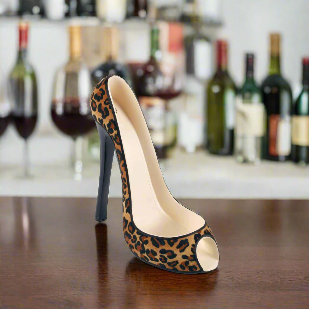 High Heel Leopard Print Wine Bottle Holder-1