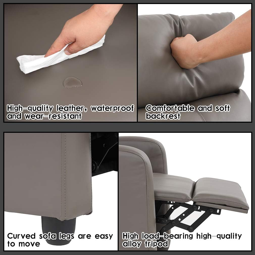 Recliner Chair Single Sofa Winback Chair Home Theater Seating Modern Reclining Chair Easy Lounge with Padded Seat PU Leather Padded Seat Backrest for Living Room Reading Chair Recliner Sofa-3