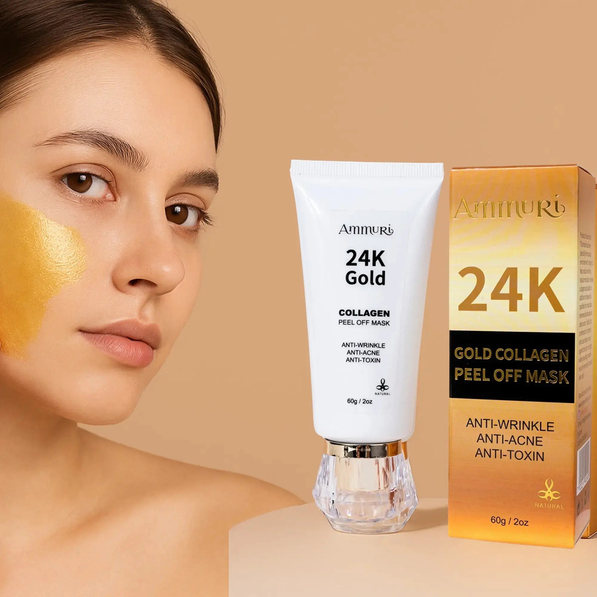 Ammuri 24K Gold Peel-Off Face Mask – Deep Cleansing & Brightening Pore Minimiser (60ml) Ammuri Beauty