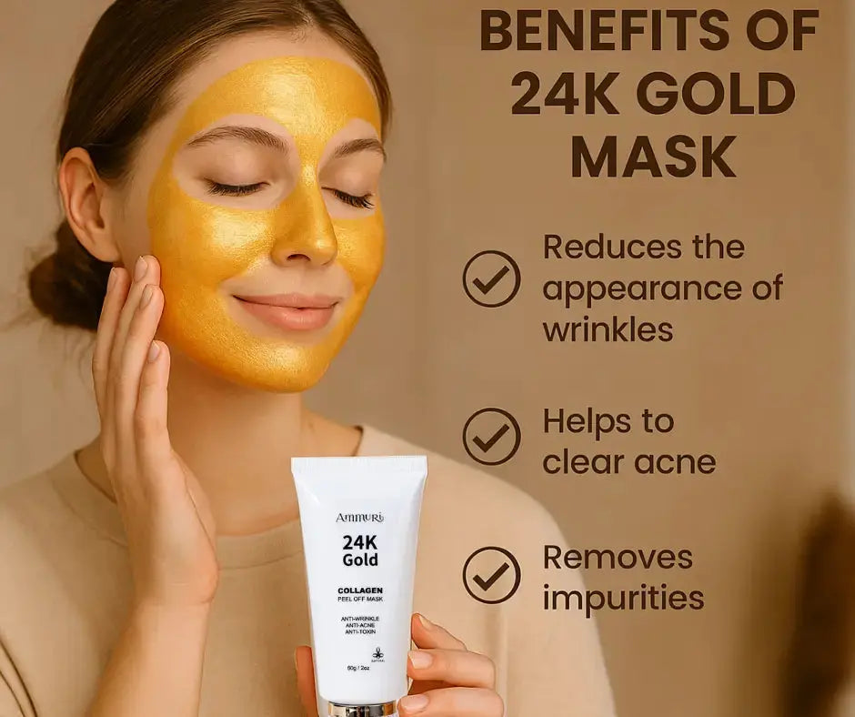 Ammuri 24K Gold Peel-Off Face Mask – Deep Cleansing & Brightening Pore Minimiser (60ml) Ammuri Beauty