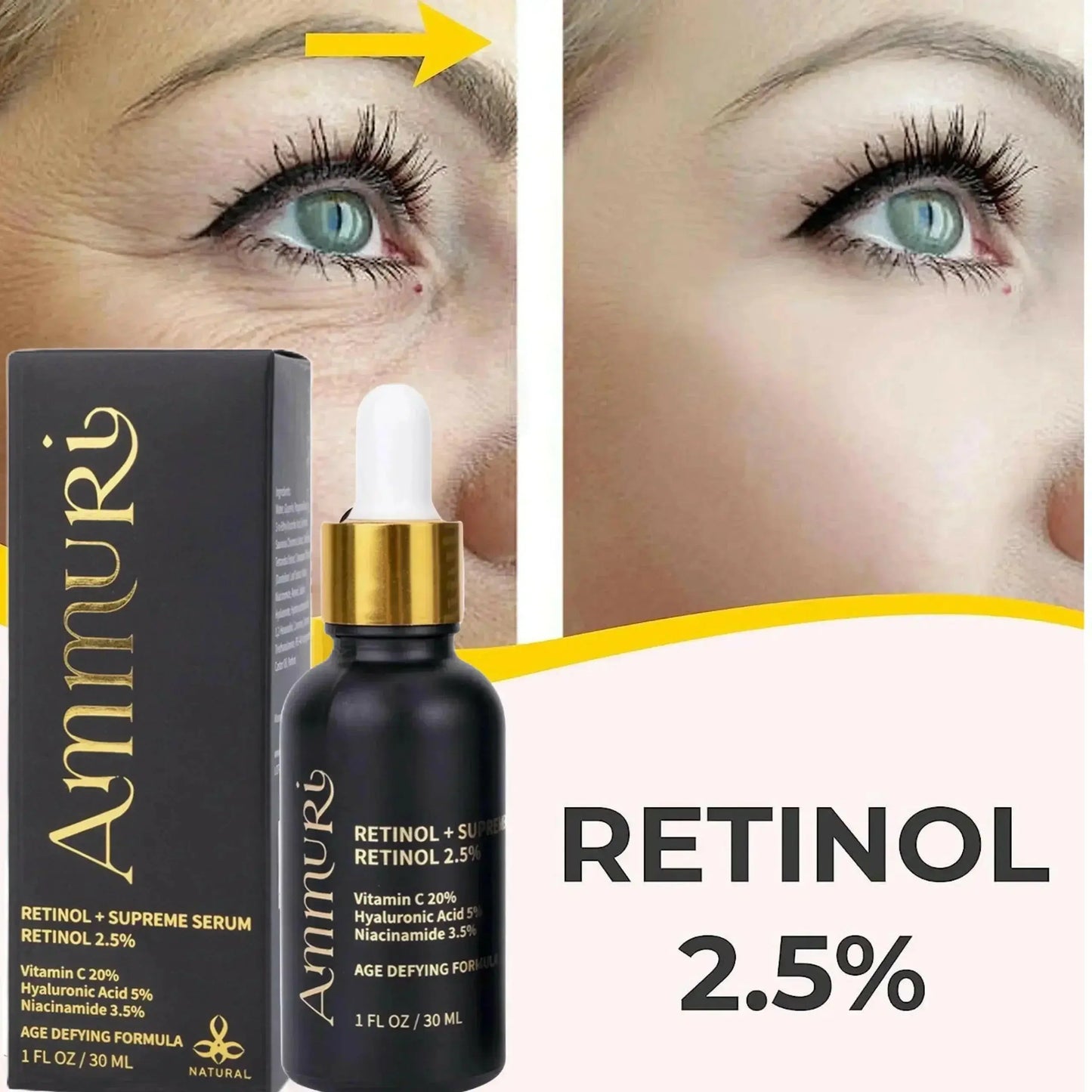 Ammuri Retinol Supreme 2.5% Serum – Anti-Aging Treatment - Age-Defying Formula Ammuri Skincare