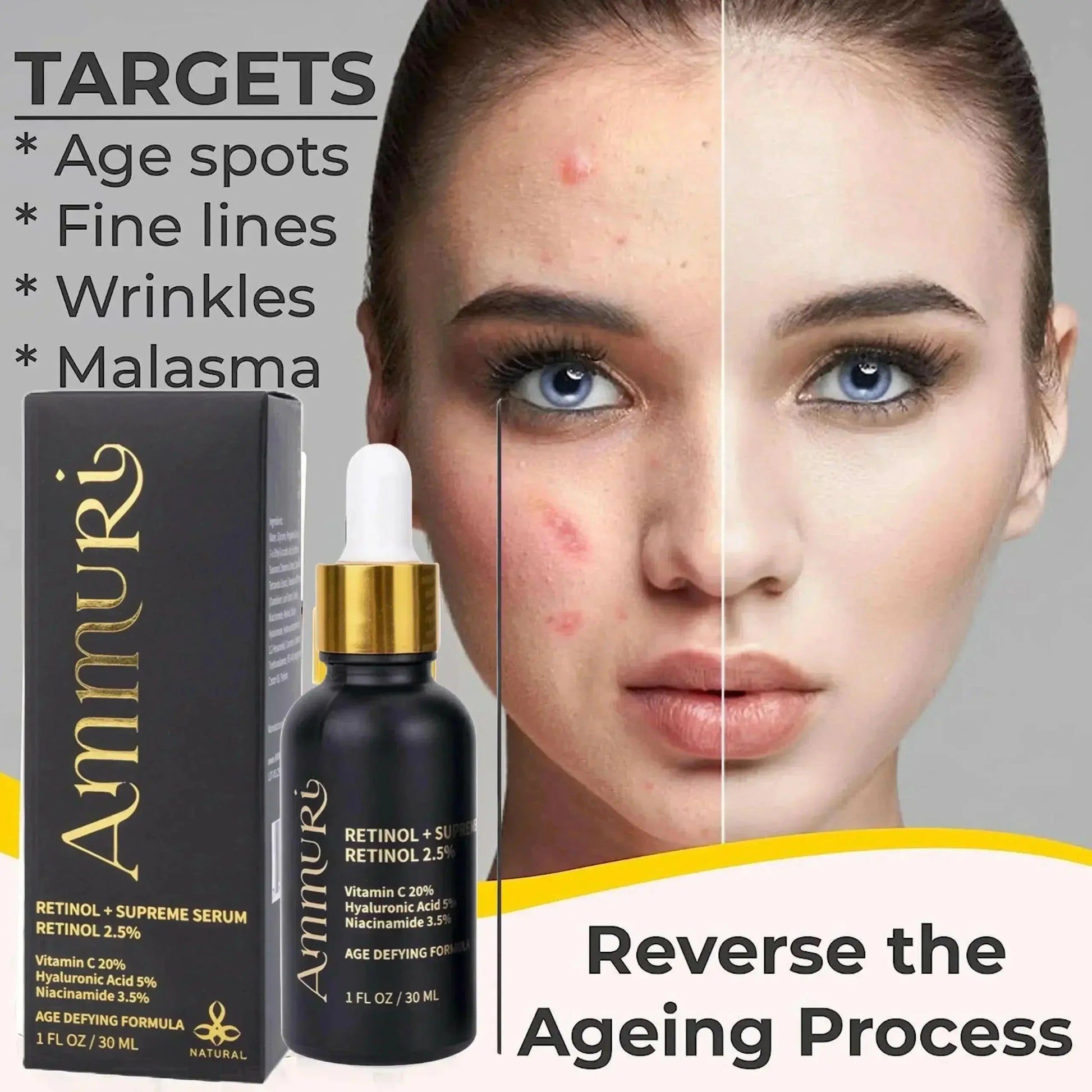 Ammuri Retinol Supreme 2.5% Serum – Anti-Aging Treatment - Age-Defying Formula Ammuri Skincare
