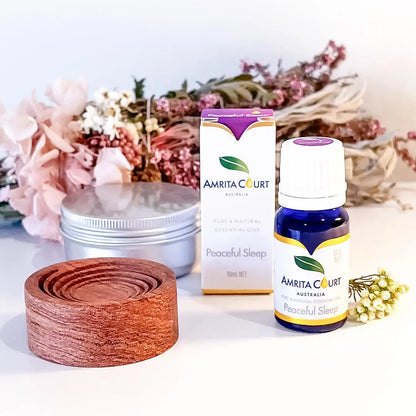 Peaceful Sleep+Wood Diffuser | Improve Sleep | Calming & Sedating | Essential Oil Combo Amrita Court
