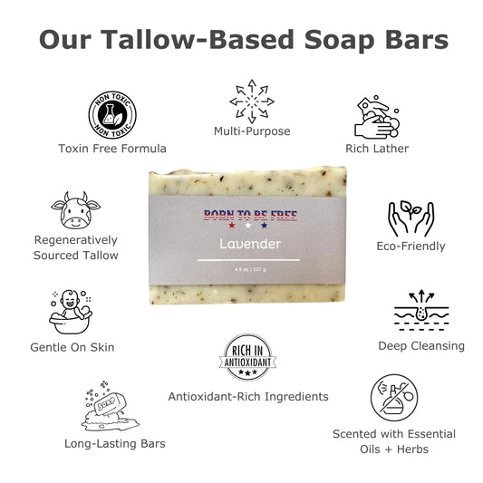 Lavender Tallow Soap Bar Born to be Free