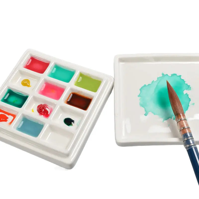 Porcelain 12-Segment Square Paint Palette Box Cashymart