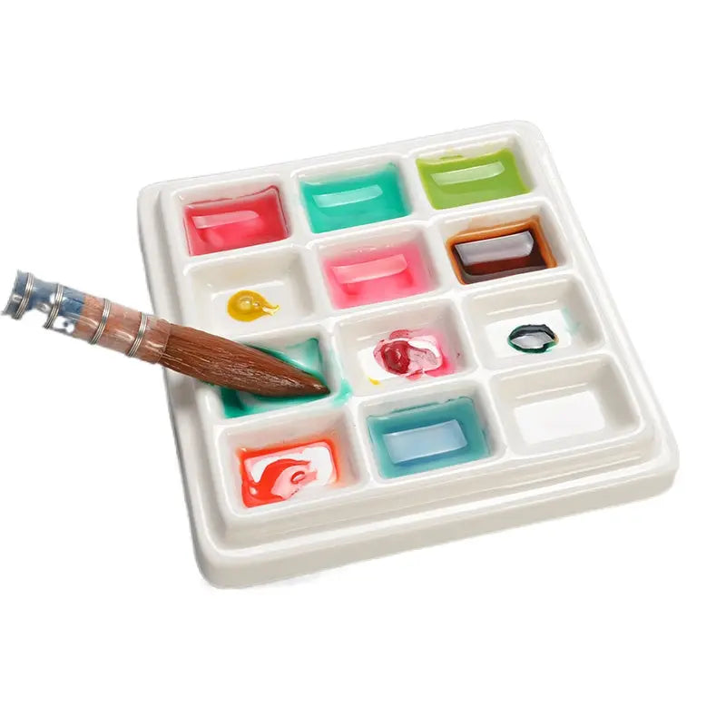Porcelain 12-Segment Square Paint Palette Box Cashymart