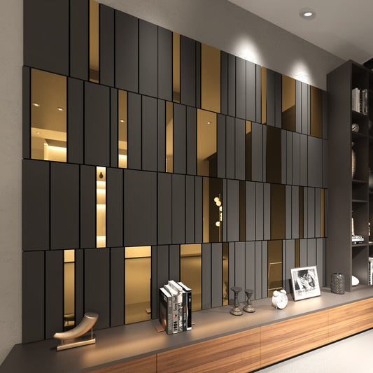 Dark Grey and Gold 3D Wall Panels-0