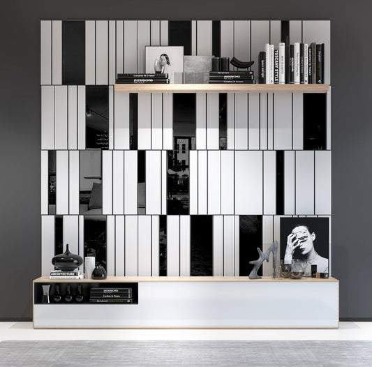 White and Black Mirror Gloss 3D Wall Panels-0