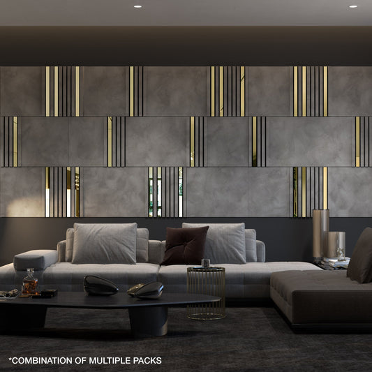 Modular Concrete and Gold Mirror Wall Panels-0