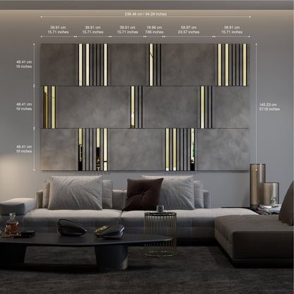 Modular Concrete and Gold Mirror Wall Panels-2
