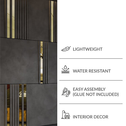 Modular Concrete and Gold Mirror Wall Panels-4