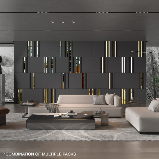 Modular Dark Grey and Gold Mirror Wall Panels-0