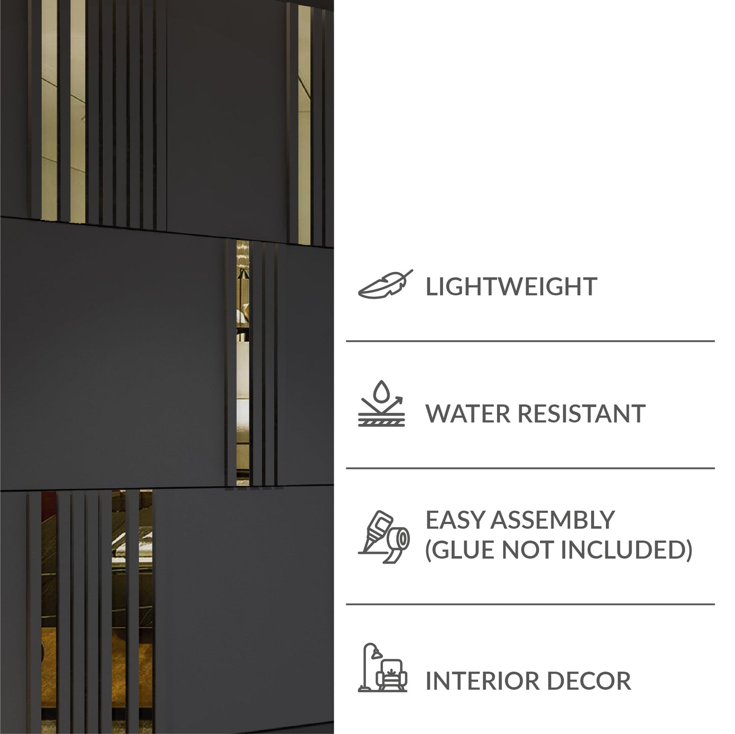 Modular Dark Grey and Gold Mirror Wall Panels-2