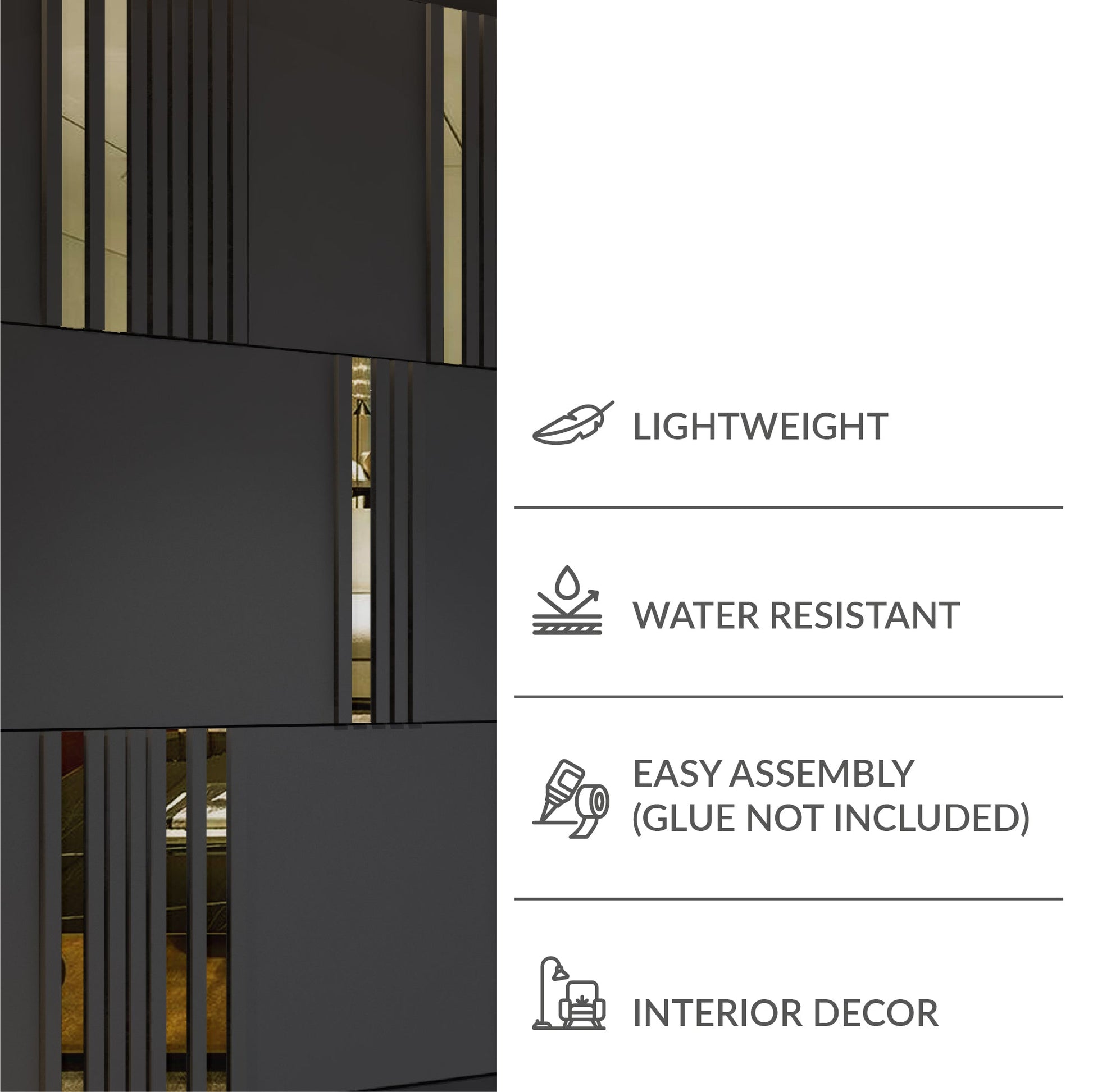 Modular Dark Grey and Gold Mirror Wall Panels-2