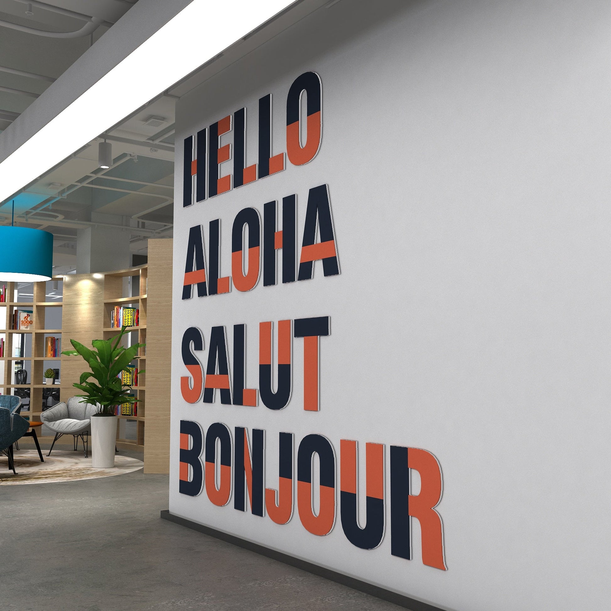 Hello Multi-language 3D Office Wall Decor-2