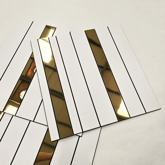 White and Gold Squares 3D Wall Panels-1