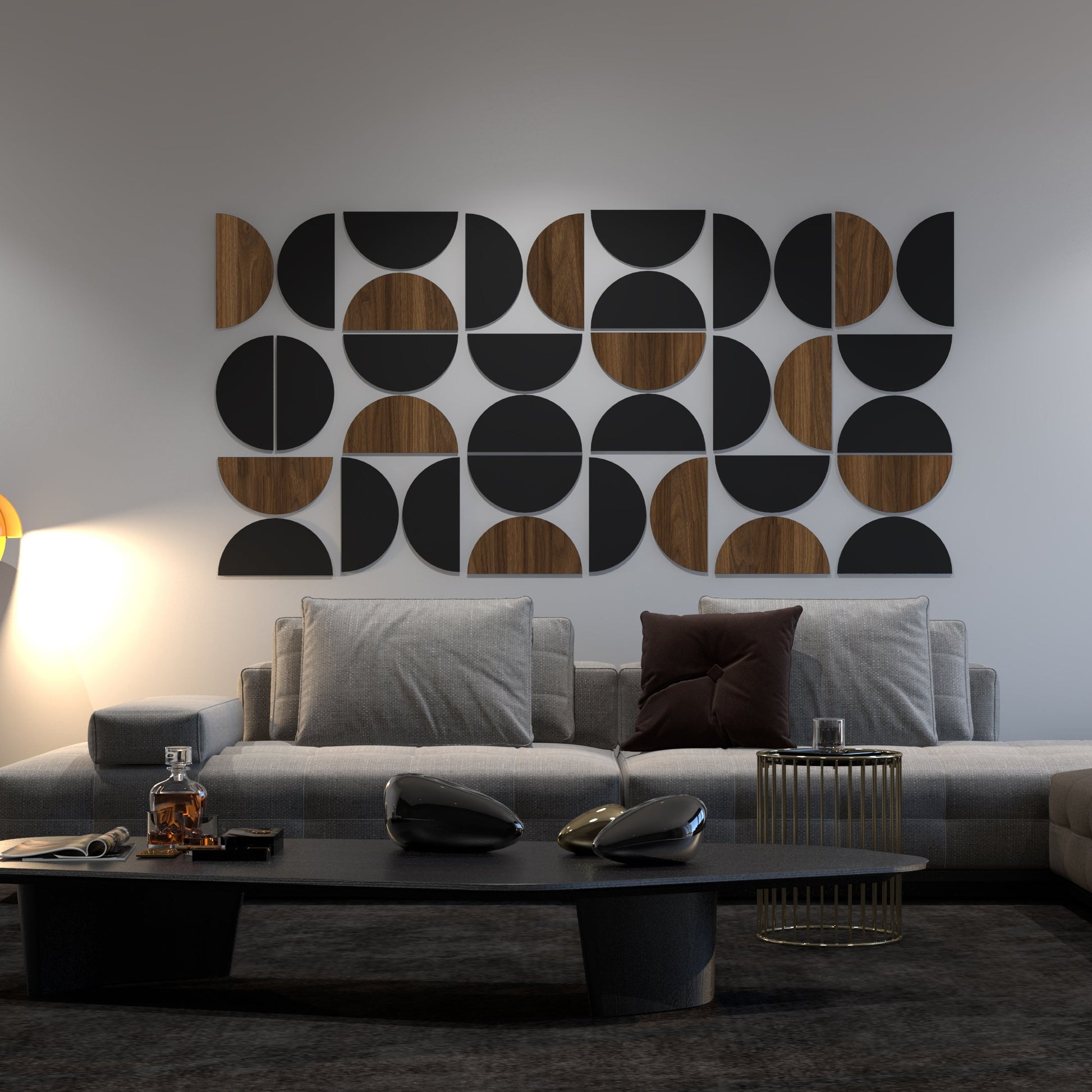 Decorative Half Circles with Dark Wood-0