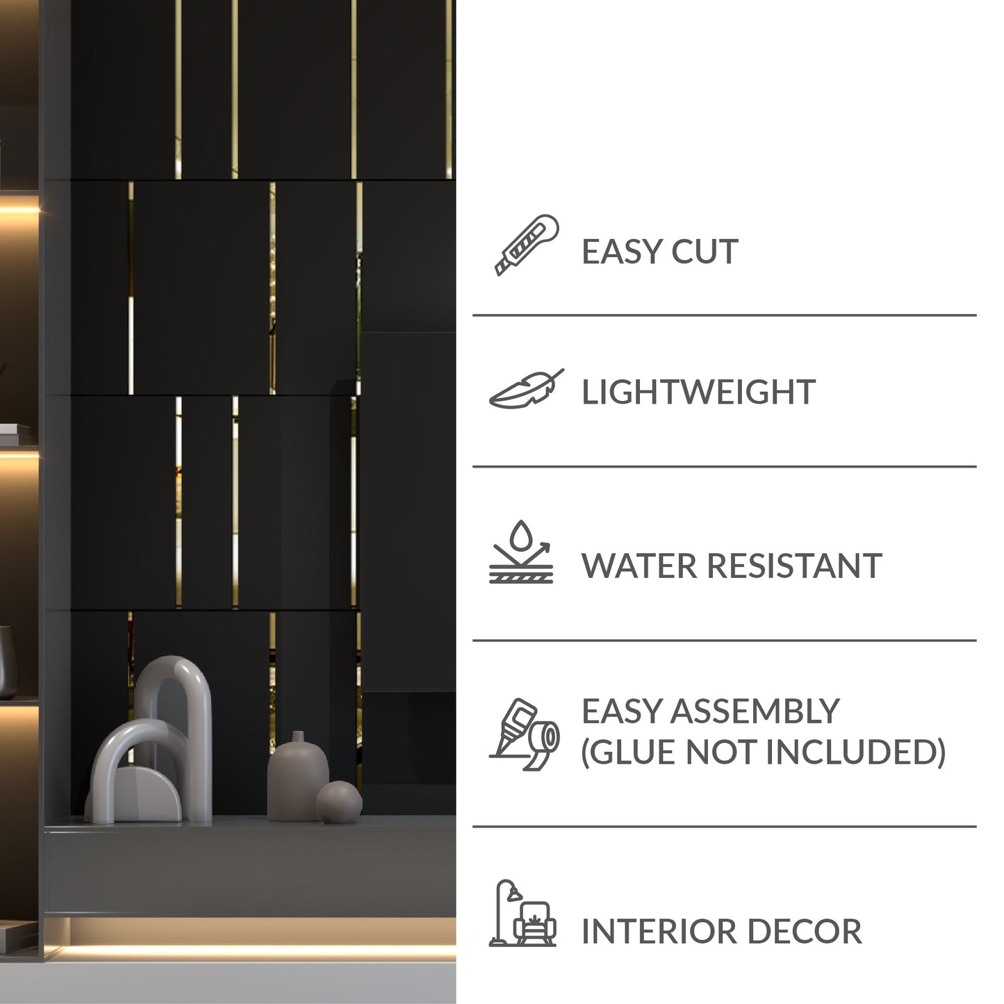 Black & Gold Mirror Wall Panels-2