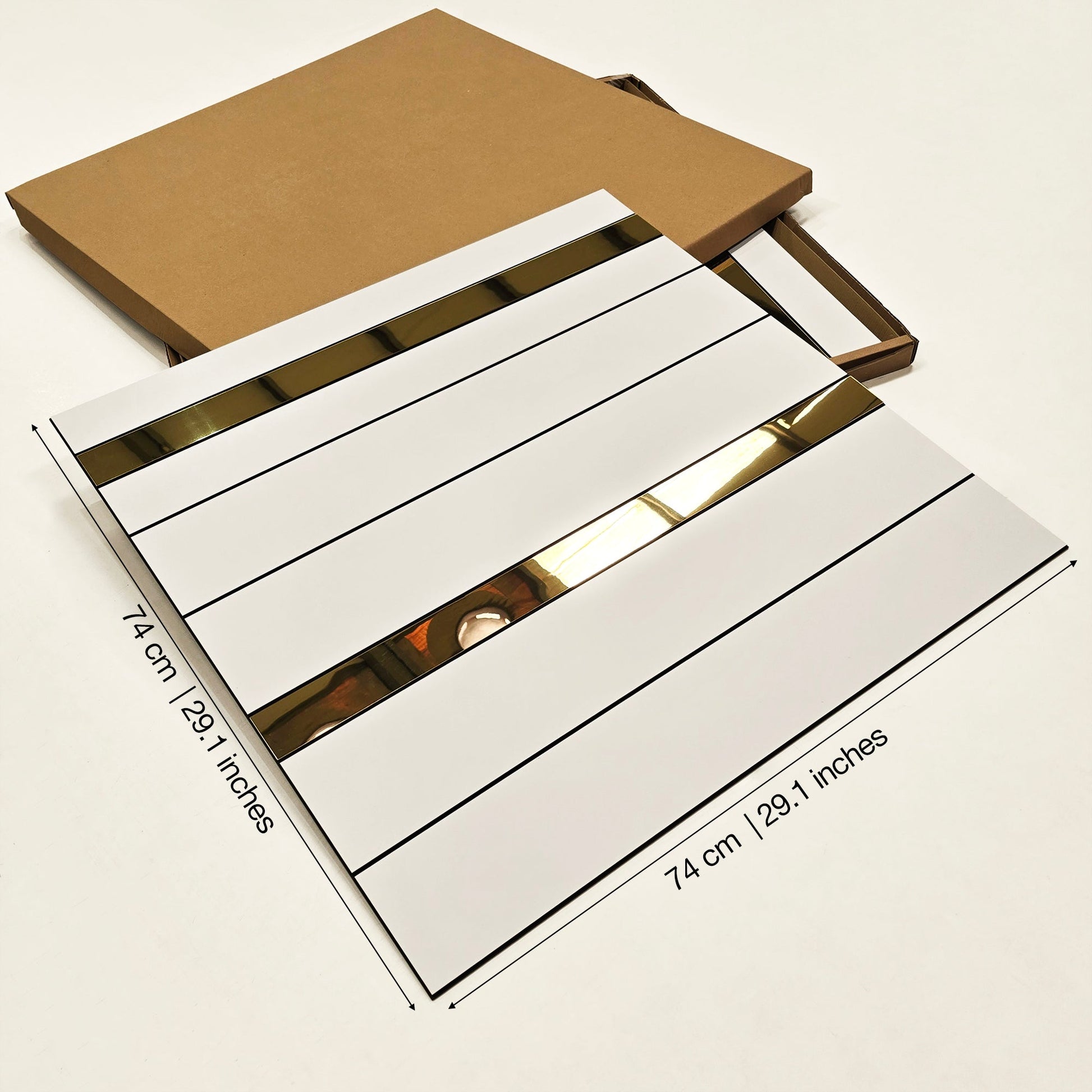 White and Gold Bars Squares 3D Wall Panels-2